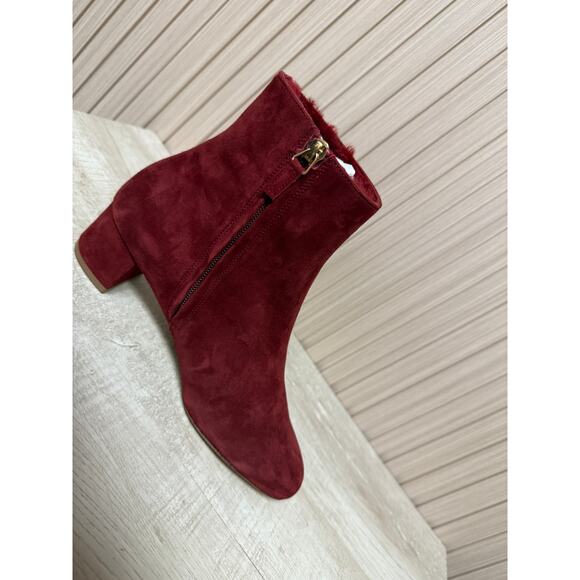 Mansur Gavriel Red Suede Heeled Ankle Boots Size 5 Women's Shoes - Picture 11 of 13